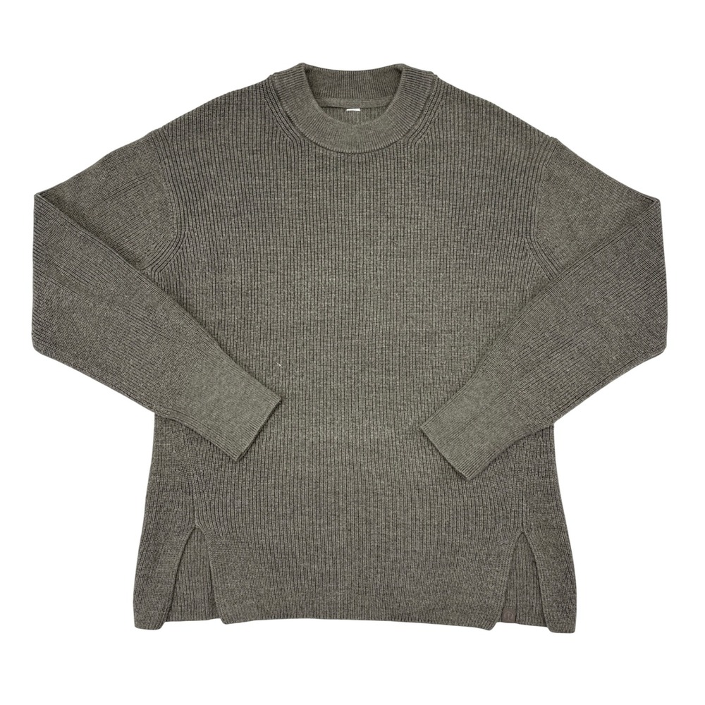 Lululemon Sweater Womens Size Small Gray Olive Green Crew Neck Pullover